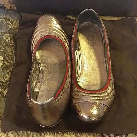 Pre-Owned Gucci Metallic Flat Sandles - Picture 13 of 16